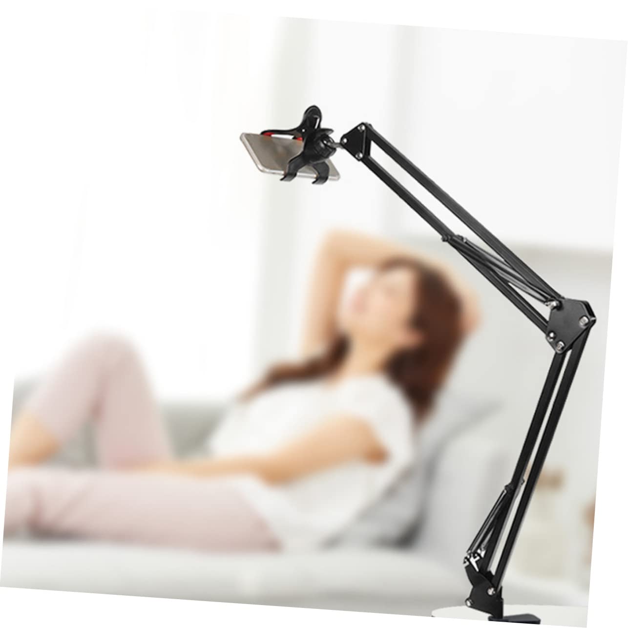 NUOBESTY 1 Ensemble Support de Téléphone à Bras Long Réglable pour Bureau et Lit Support Flexible pour Compatible Smartphone et Tablette Installation Facile