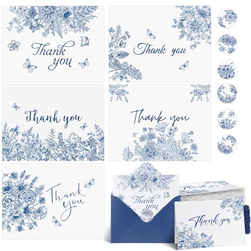 Cartes de remerciement mariage lot de 60 avec enveloppes et autocollants