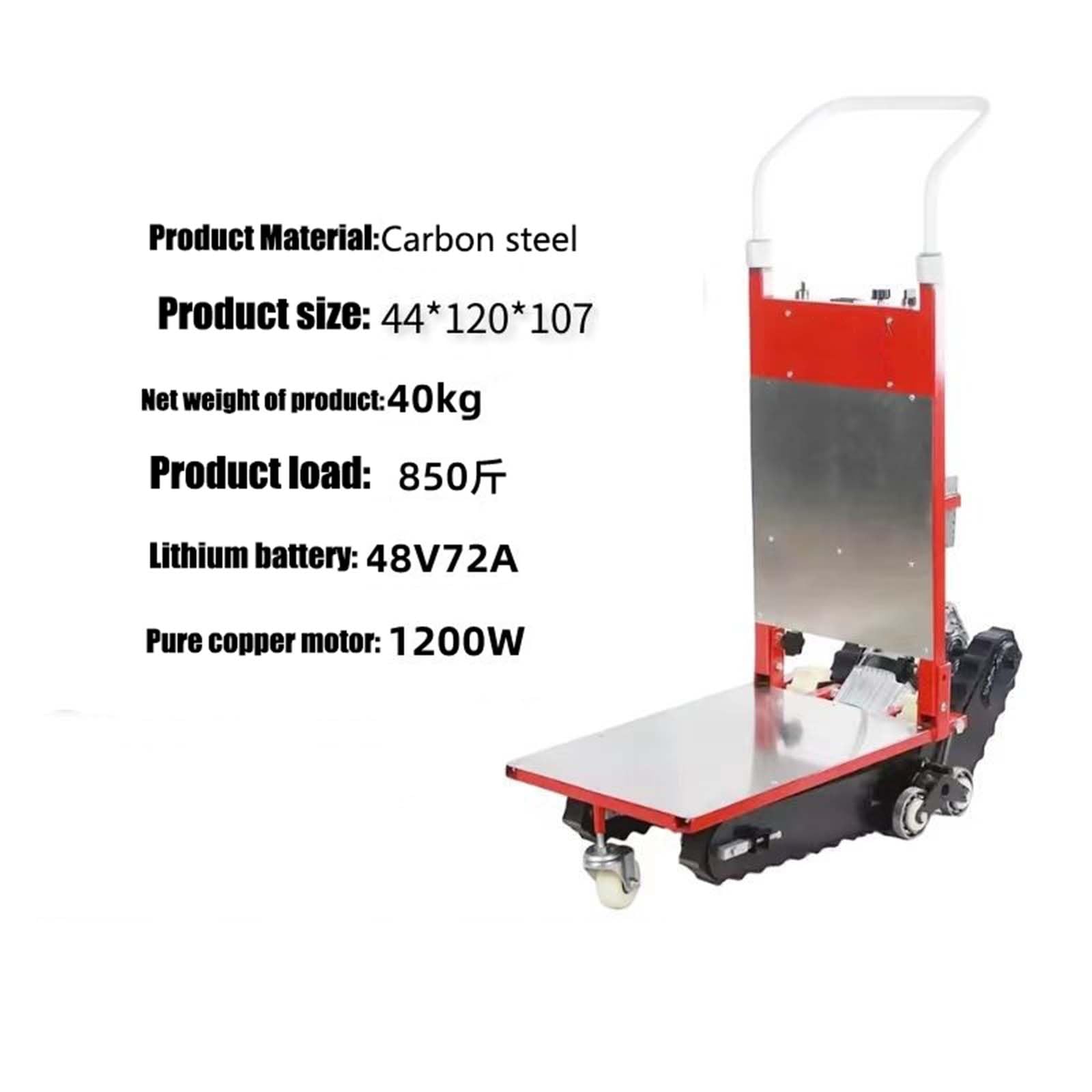 Carrello elettrico montascale per scale Heavy Duty cingolato portatile per mobili mobili e logistica Carrello elettrico pieghevole per arrampicata su scale per il trasporto del magazzino