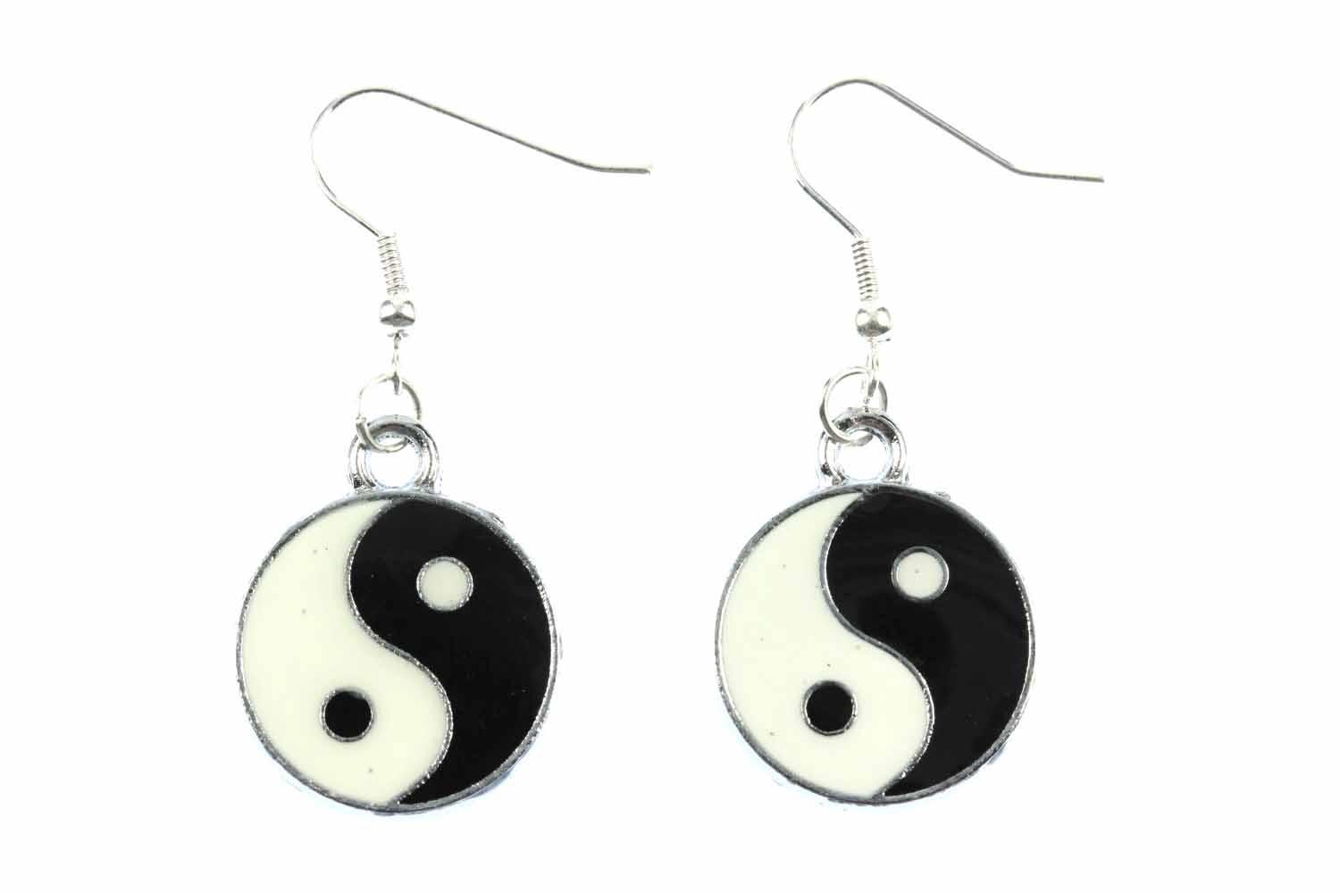 Miniblings Yin Yang Ohrringe Ying & Yang emailliert Gegensätze Yoga - Handmade Modeschmuck I Ohrhänger Ohrschmuck versilbert
