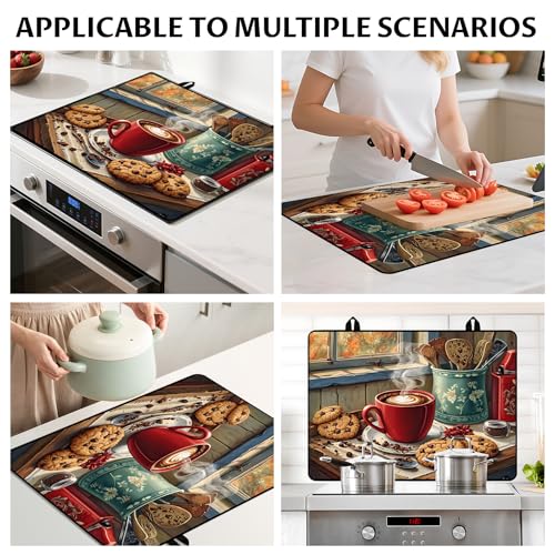 Image of BVBOX Stove Top Cover for Electric Stove, 28 inch x 20 inch Glass Cooktop Protector Mat with Hanging Loops, Anti-Scratch Non-Slip Dish Drying Mat, Washable Countertop Pad