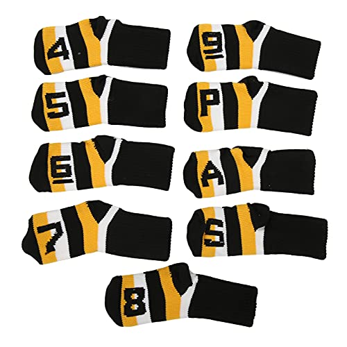 equlup Lot de 9 Housses de pour têtes de Club de Golf en Laine tricotée Polyester, intérieur en Peluche, numérotées, pour bâtons universels (Noir)