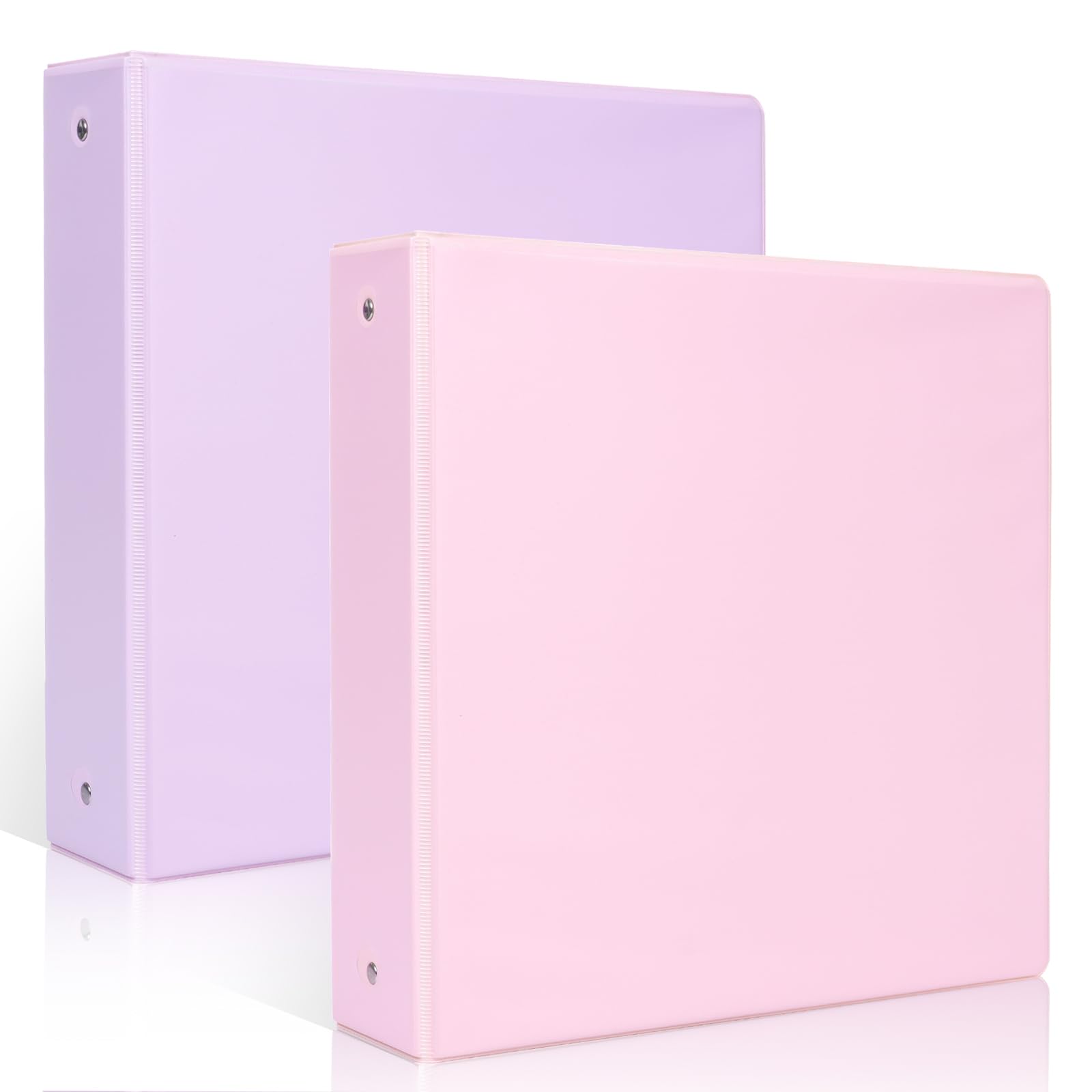 SKYDUE Paquete de 2 carpetas de 3 anillos, carpetas transparentes de 2 pulgadas con 2 bolsillos interiores (se ajusta a 8.5 x 11 pulgadas, carpeta de anillos redondos para organizar suministros