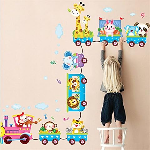 The Animals Zoo Art Icecream Train Wall Stickers Monkey Giraffe Elephant Lion Rabbit Panda Wall Decal Decor for Decorating Kids Rooms, Nursery, Baby, Boys & Girls Bedroom Mural (Giraffe) Cover