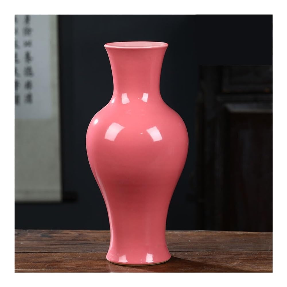 Wazon na kwiaty Ceramiczny wazon – różowy wystrój domu, wkład do kwiatów, chińska ozdoba do salonu(Green)