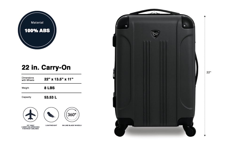 Travelers Club Luggage Chicago 20 Inch Expandable Carry-On Spinner, Black, One Size image 4