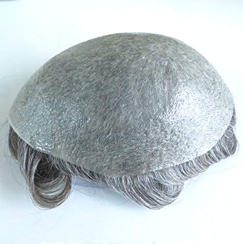 Mens Toupee Hair Pieces Human Hair Replacement Systems Ultra Thin Skin V Looped Male Hair Unit #1B65