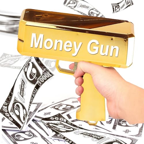Tiro, Video Games ZGGS Pistola de Billetes, Pistola de Dinero para Jugar, Super Gun con Billetes de 100 Piezas dolares, Pistola de Juguete para Hacer Lluvia, Pistola para Juegos,...