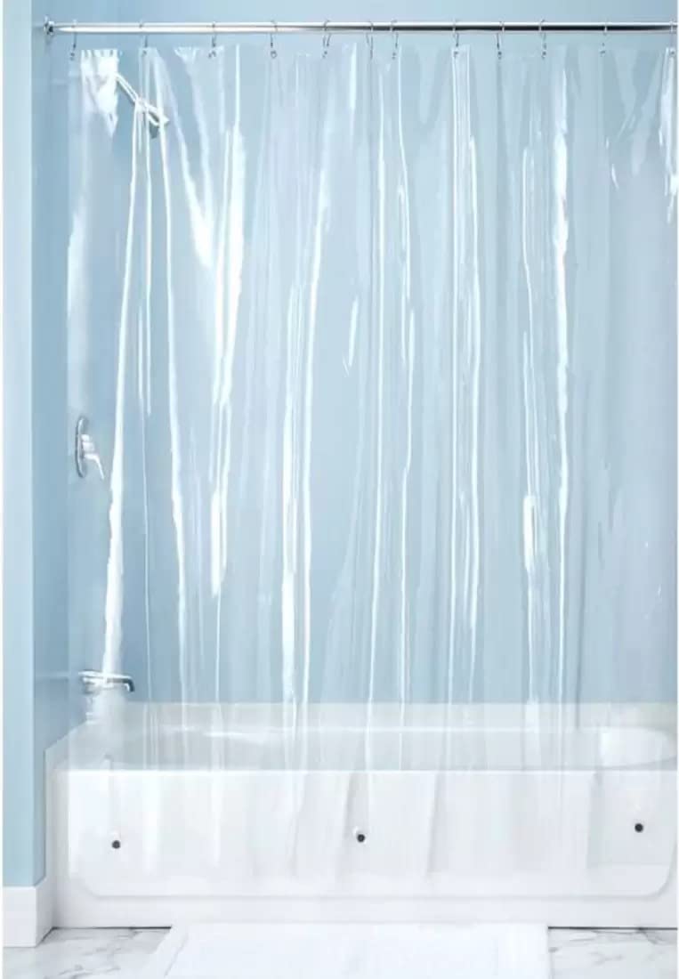 Pop Shade Polyvinyl Chloride Shower Curtain,(PVC) Transparent, 1 Piece Curtain and 8 Pieces Rings | Plastic Shower Curtain |Size- 7 feet Long 4.5 feet Wide