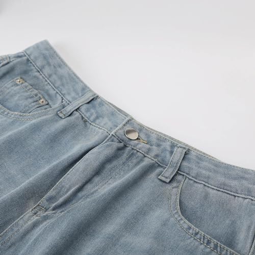 Jean grande jambe taille haute - Style délavé idéal pour les terrasses