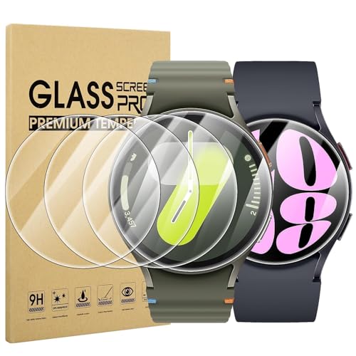 Diruite 4-Stück Displayschutz für Samsung Galaxy Watch 7/6/5/4 44mm Schutzfolie HD Hartglas Displayschutzfolie(Durchmesser 41mm)