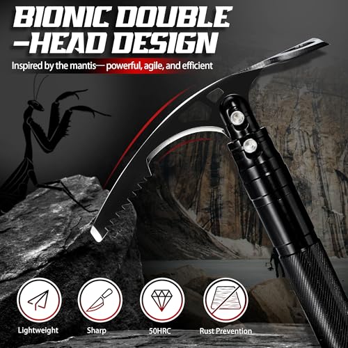 Pico plegable 8 en 1 con hoz y cuchillo de acero inoxidable miniatura 2