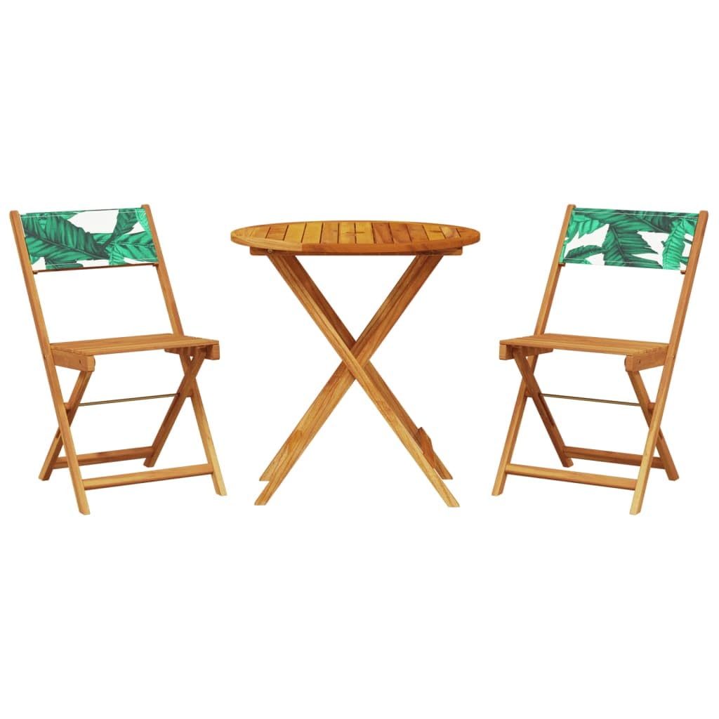 Fengshui Set da bistrò pieghevole in legno di acacia, 3 pezzi