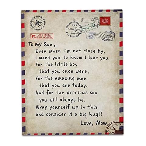 HXSD Personalized Letter Blanket - Air Mail Love Mom Quilt Blanket Fleece Blanket To My Daughter/Son,To My Son,150 * 120cm Cover