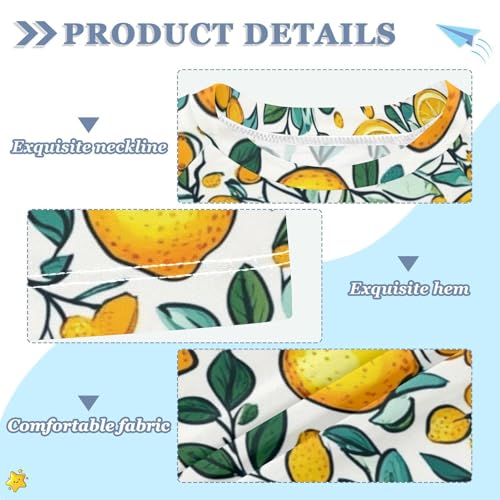 Kids Swimsuit Lemon Leaf Fruit Sunscreen T-Shirts Swimwear Sets UPF 50+3