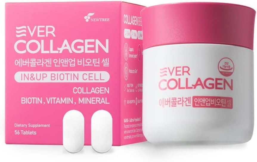 in&UP Biotin Cell | Korean Collagen and Biotin Multi Vitamin Supplements | Korean Supplements with Marine Collagen Peptides for Skin, Nail and Hair Health | 56 Tablets