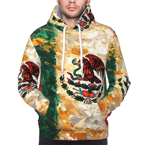 Sweat à capuche homme pull manches longues imprimé double drapeau avec cordon - 3