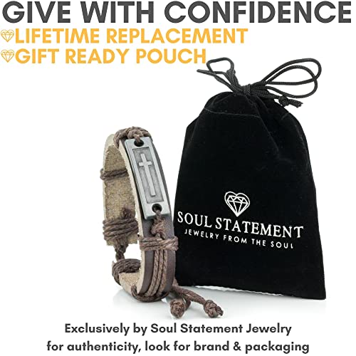 Soul Statement Leather Cross Bracelet For Men Or Teenager thumb #3