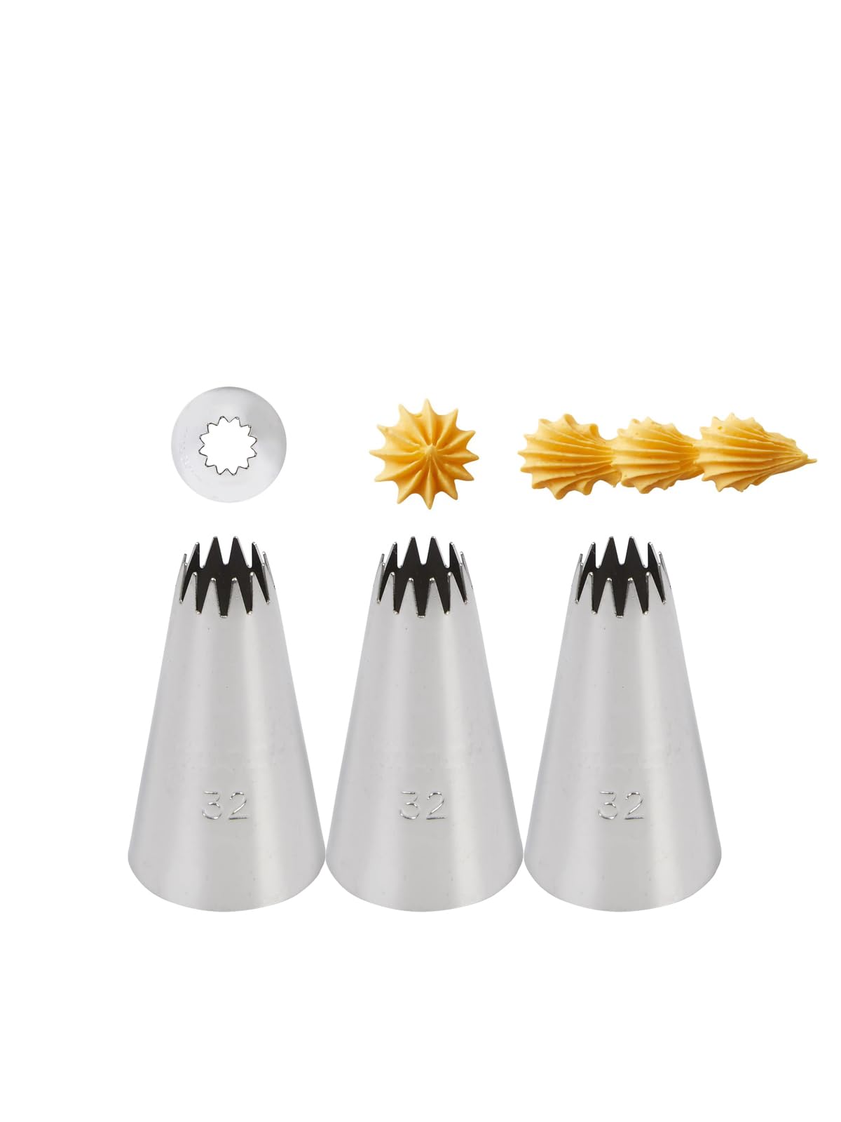 #32 Star Tip for Piping,Icing Piping Tip for Cake and Cupcake Decorating,3 Pcs