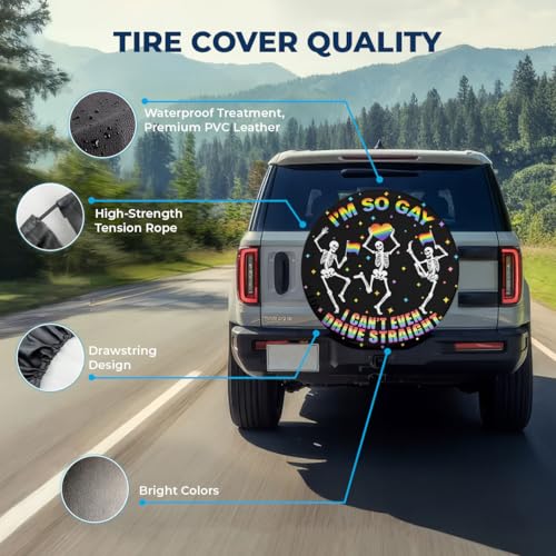 Image of GENANY Skeleton Skull Father's Day PVC Spare Tire Cover for RV Trailer, Waterproof, Size 15 Fits 27-29 Inch