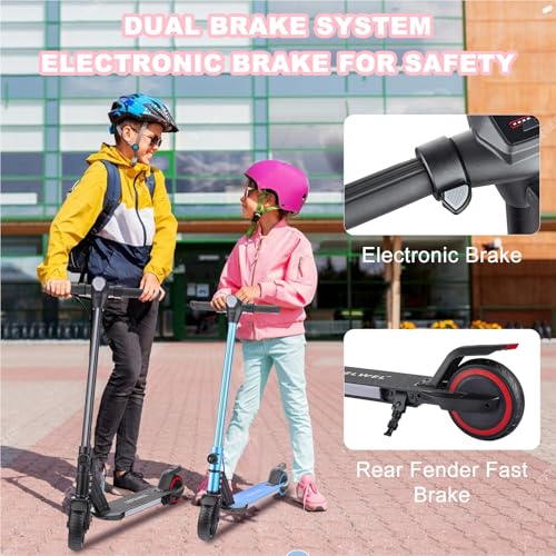 Image of Electric Scooter for Kids Ages 6-14, 150W Motor, 4 /7 /11 Mph, 60 mins Ride Time, Adjustable Speed, LED Display, Colorful Lights, Electronic Brake, Foldable Kids Electric Scooter ，UL2272 Certified(Blue)
