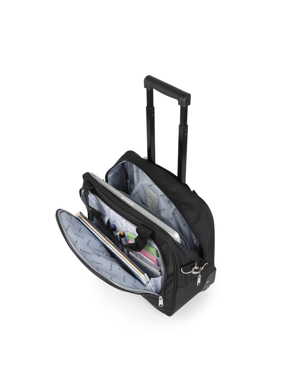 Gabol - Maletín con Ruedas y Compartimento para Portátil 15,6″ Week Eco 40x36x19 cm - Altura con Tirador Totalmente Extendida 101 cm - Fabricado en Poliéster Reciclado RPET - Diseño Español - Negro