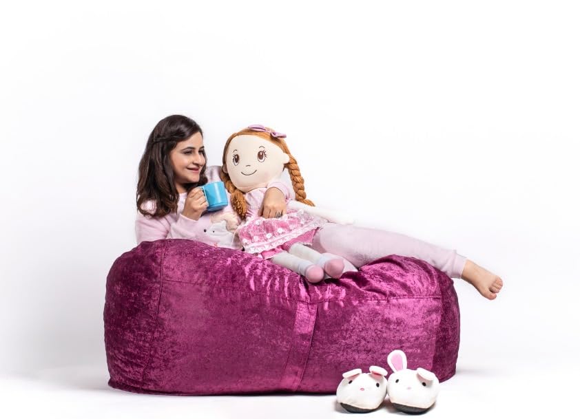 ink craft 4ft Capsule Design Bean Bag Chair Cover Beanbag Without Shredded Foam for Indoor Living Room, Cushion Lounger, Office & Home for Adults (Purple)-image-27