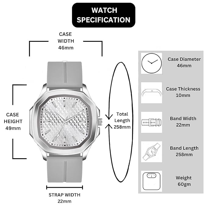 Image of styledose Minimalist dial Softest Adjustable Silicon Belt Quartz Analog Date Display Wrist Watch for Men