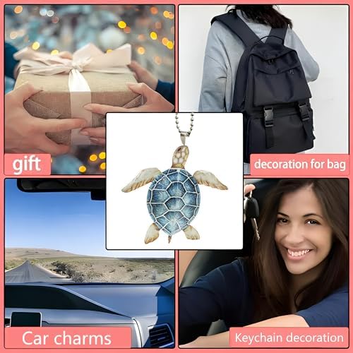 1PC Sea Turtle Acrylic Hanging Ornament with Chain, Nautical Car Rearview Mirror Pendant for Home, Office, Bag Charm, Ideal Gift for Mother's Day, Ocean Lovers/GJ-109 — view 7