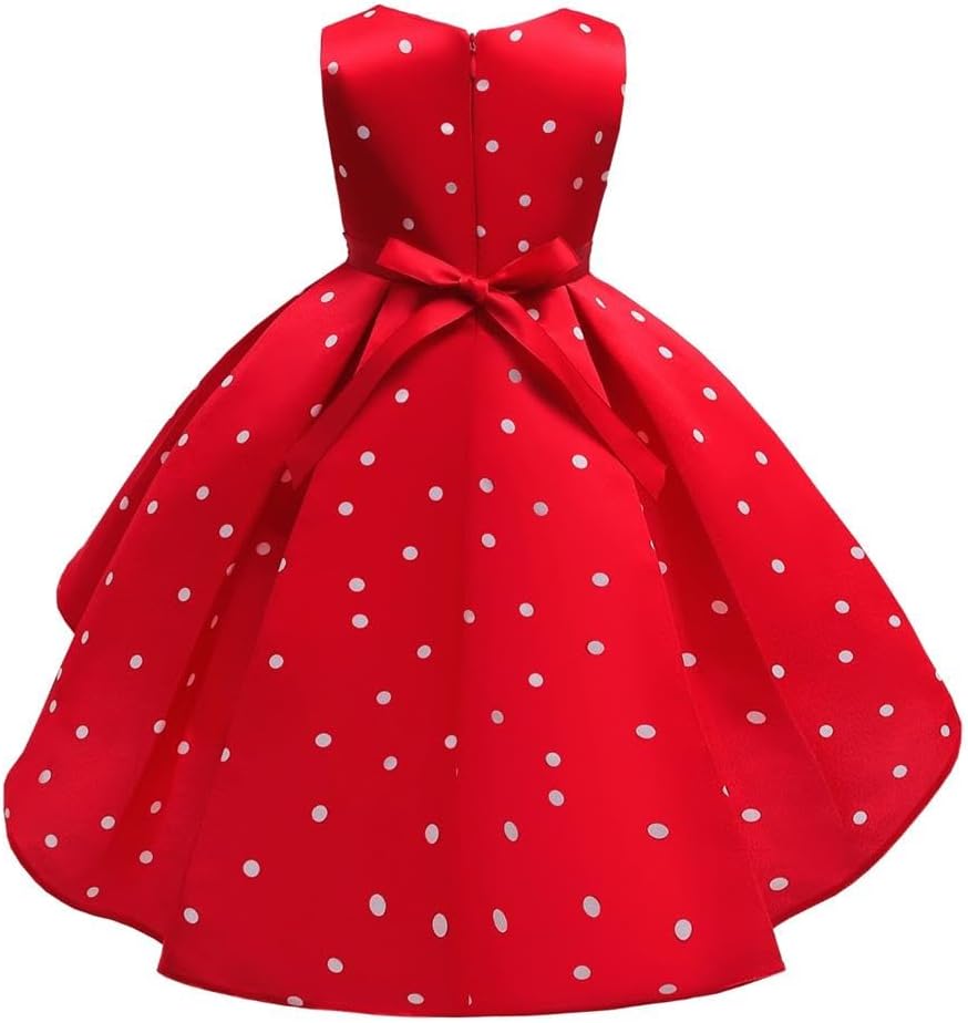 Dressy Daisy Polka Dot Fancy Party Dress for Girls Halloween Princess Costumes Birthday Christmas Party Outfits Red White