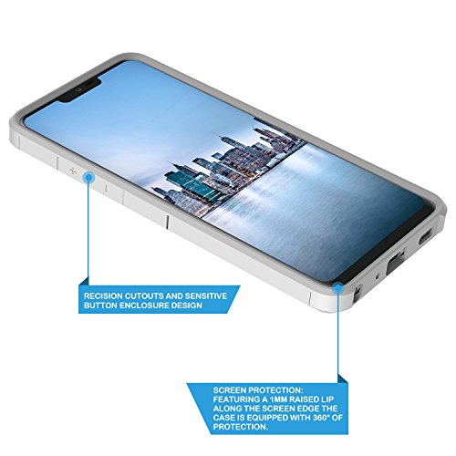 Rosebono For Lg G7 Thinq Case, Slim Hybrid Dual Layer Shockproof Hard Cover Graphic Fashion Cute Colorful Silicone Skin Cover Armor Case For Lg G7 Thinq (White Marble) #TOP3