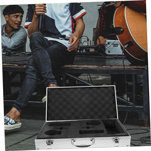 Dual Mic Travel Case Portable Aluminum Alloy Briefcase Microphone Case Slots Storage4