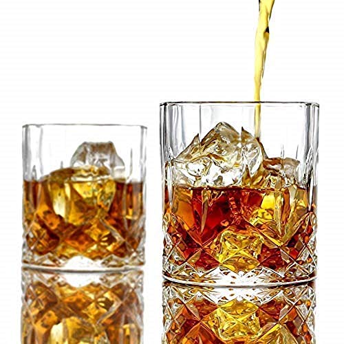 Image of Luxury Crystal Whiskey Glasses Set of 4 - 300ml, Heavy Base Old Fashioned Tumblers for Bourbon, Scotch, Whiskey & Cocktails (4, Dukati)