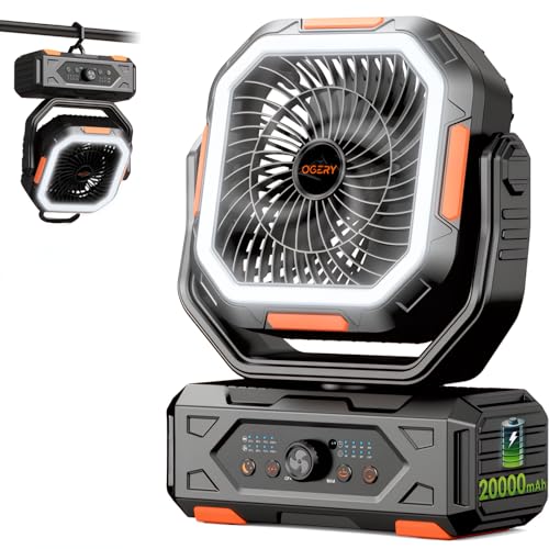 OGERY Camping Fan, Portable Fan Rechargeable with 20000mAh Battery, Stepless Speed Control, Fast...