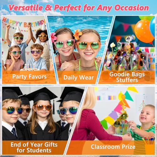 Image of Kids Sunglasses Bulk Party Favors - 24Packs Boys Girls Sunglasses for Kids Age 3-8, Neon Sunglass with UV400 Protection, Goodie Bags Stuffers for Kid Birthday Party Supplies, End of Year Student Gifts