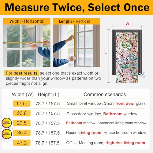 Rainbow Window Privacy Film Decorative Window Sticker, 3D Static Stained Glass Cling Tint for Home Heat Control Non-Adhesive, 35.4 x 78.7 inches