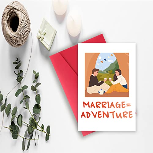 Wonderful Marriage = Adventure Greeting Card, Humor Married Card For Bride And Groom, New Adventures Camping Card Of Marriage For Boyfriend Girlfriend, Special Camping Birthday Anniversary Card #TOP4