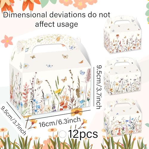 12 PCS Wildflower Party Treat Boxes Flower Party Favor Gift Box Wildflower Theme Candy Goodies Bags for Floral Bridal Baby Shower Birthday Wedding Party Supplies - Image 4