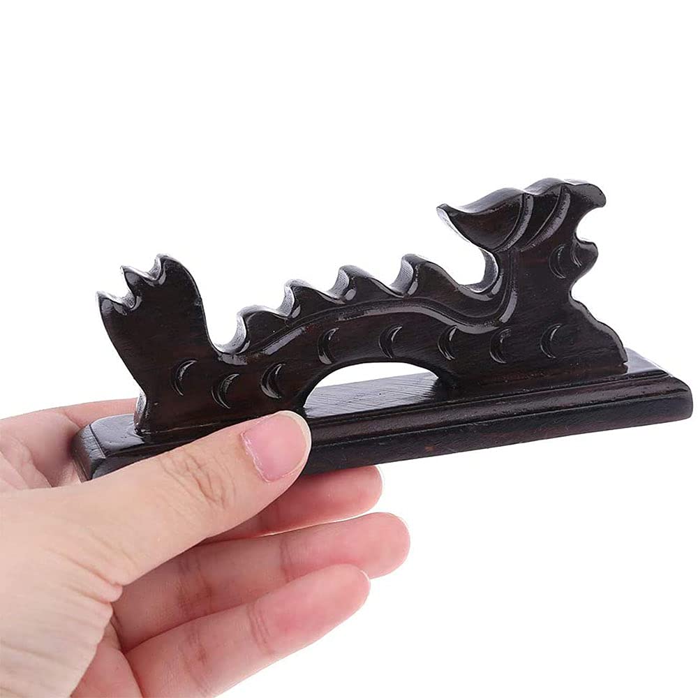 ANCLLO Vintage Wooden Brush Rest Stand Chinese Calligraphy Pen Holder Vintage Carved Wood