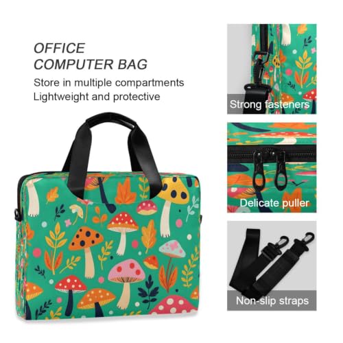 Maletín de portátil con correa acolchada ergonómica, motivos de setas y bolsillo de accesorios 6