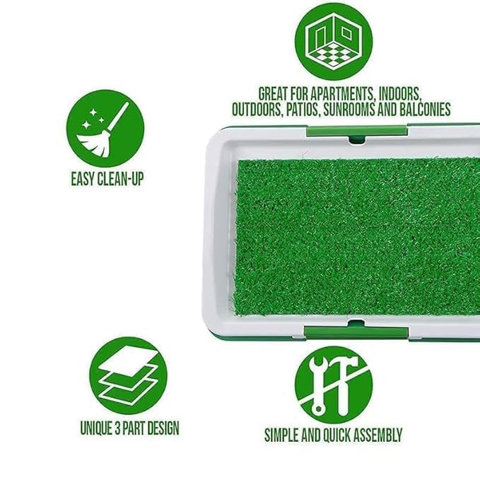 Image of Dog Toilet Mat - Reusable Artificial Grass Potty Training Pad for Dogs & Puppies | Portable Indoor Outdoor Pet Toilet, Easy Clean Puppy Pee Pad, Synthetic Turf Potty Mat (46x31x5CM)