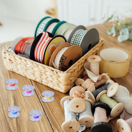 Image of 36 Pack Clear Plastic Sewing Machine Bobbins with Case, Universal Standard Size Transparent Spools for Quilting Embroidery, Empty Bobbin Set Fits Most Home Machines