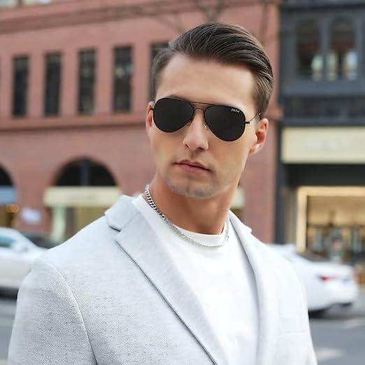 DARK ROMANCE Full Rim Aviator | Polarized Aviator Sunglasses lightweight Stylish Glasses for Men Women UV Protection|