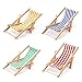 Dollhouse Miniature Furniture Accessories Foldable Wooden Beach Chair Mini Longue Deck Chair Doll House Ornament Kits for DIY Fairy Garden Dollhouse Decoration - Pack of 4