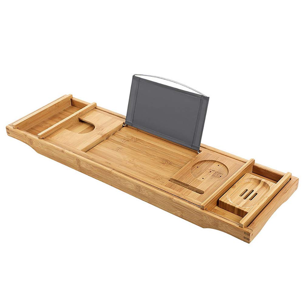 Bandeja De Bañera Bañera Caddie, Cama Escritorio Del Ordenador Portátil, Bandeja De Bañera Grande De Bambú 100% De Bandeja De La Cama, Uno O Dos Persona Bañera Y Bandeja De La Cama,(75/109)x23x4.5 cm