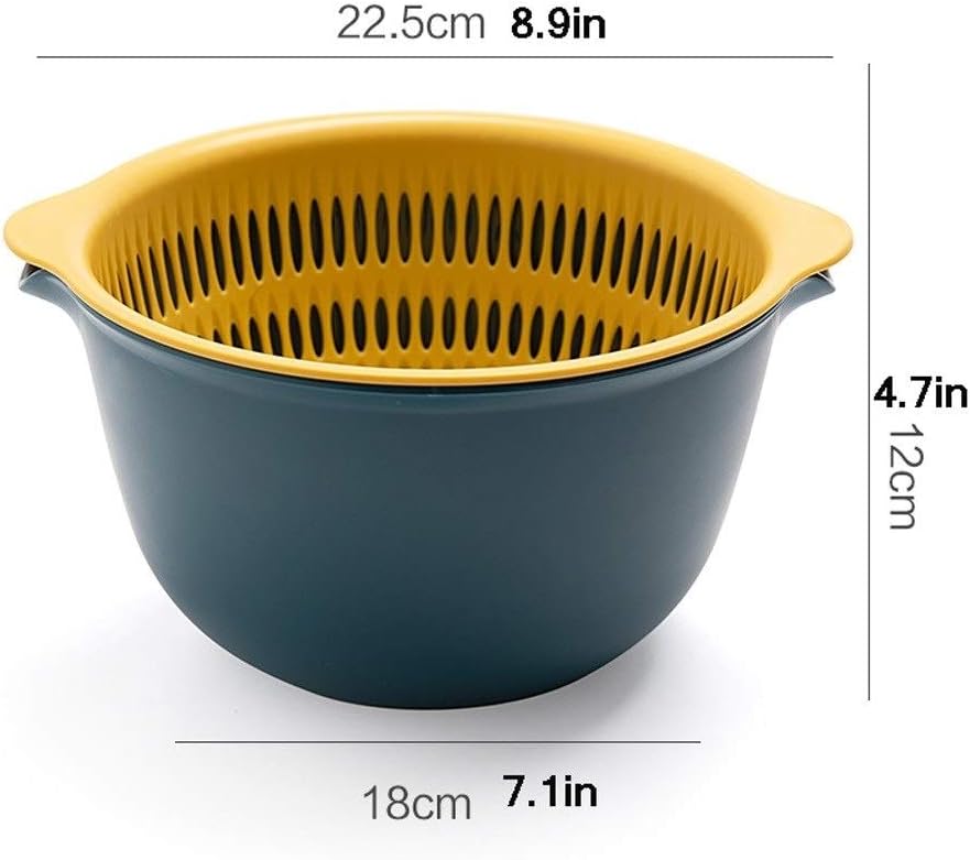 Household Double-layer Plastic Filter Colander/Strainer, Colander for Pasta Vegetables and Fruits with Double Handles and Deep Bowl, 3 Pack(B)