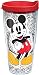 Tervis 1227948 Disney - Mickey Mouse Name Pattern Tumbler with Wrap and Red Lid 24oz, Clear