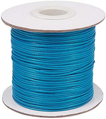 PandaHall 100 Yards/Roll 1.5mm Braided Waxed Cotton Cord String DIY Jewelry Craft Macrame Making Beading Thread Rope with Spool (Black)
