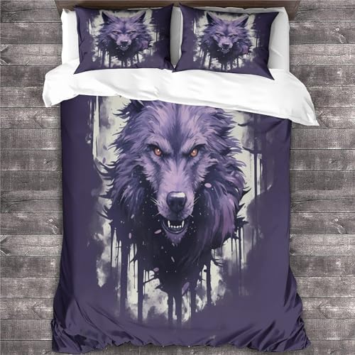 Parure de lit loup imprimé animal 3D haute définition 3 pièces 200x200 - 3