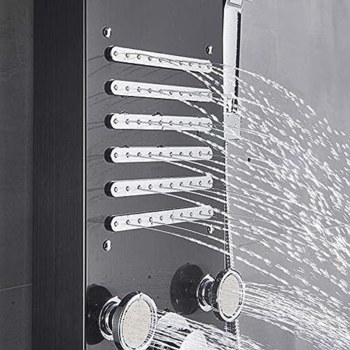 Panel de ducha con cascada y LED, mezclador termostático, incluye ducha de mano para experiencia lujosa miniatura 5